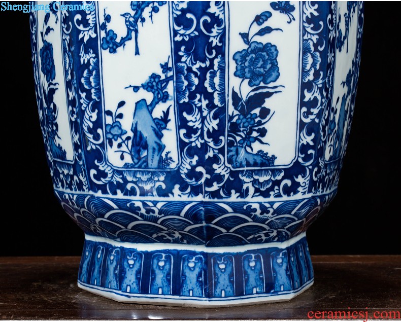 Jingdezhen ceramics vase antique blue-and-white large flower arranging new porch sitting room of Chinese style household act the role ofing is tasted furnishing articles