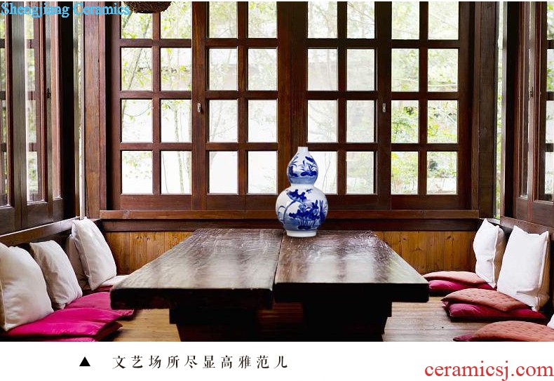 Jingdezhen ceramics hand-painted vases MeiHe double flower arranging clearer Chinese style home sitting room adornment is placed a gift