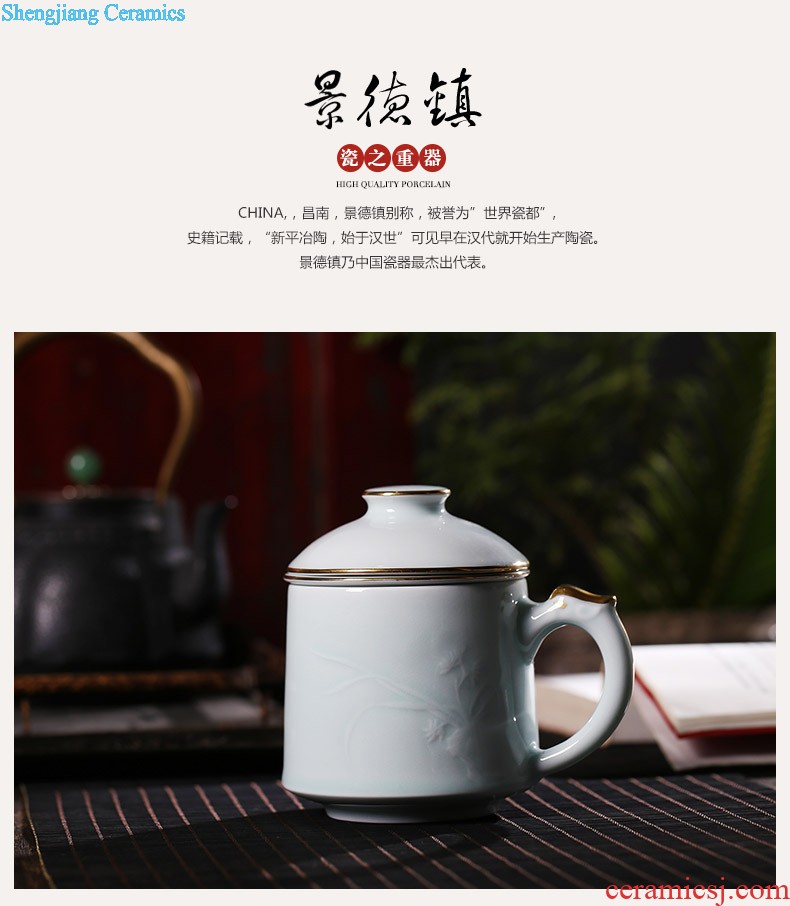 Archaize of yuan blue and white porcelain tableware prince pot soup pot broad-brimmed pot guiguzi bone porcelain jingdezhen high-grade ceramics