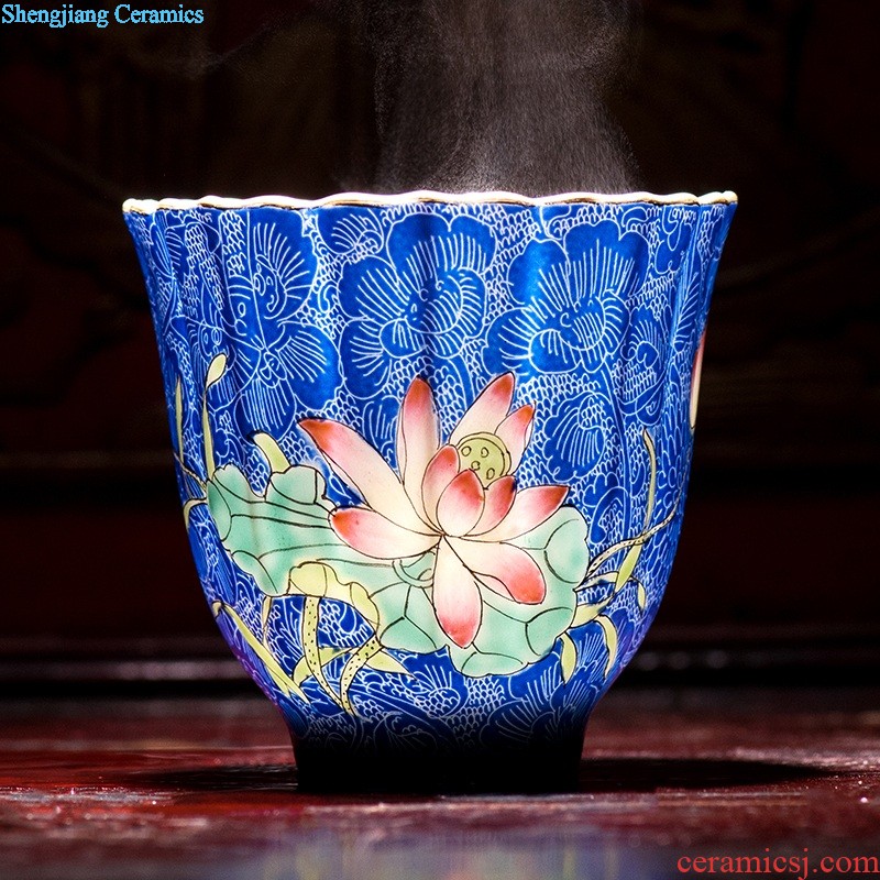 Hand painted blue and white square cup sample tea cup youligong jingdezhen ceramic kung fu tea tea service master cup by hand