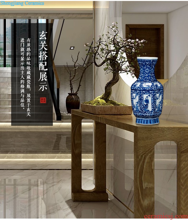 Jingdezhen ceramics vase antique blue-and-white large flower arranging new porch sitting room of Chinese style household act the role ofing is tasted furnishing articles