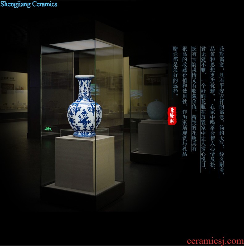 Antique porcelain sitting room Jingdezhen blue and white porcelain Archaize ceramic vase Viewing place vase vase planting