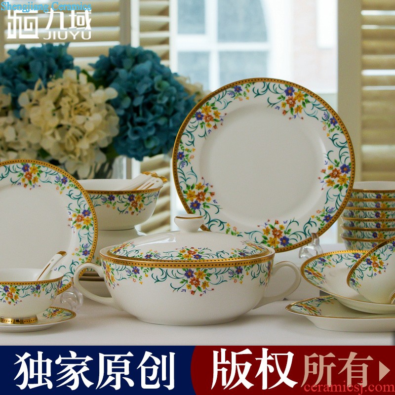 Nine domain 56 head green bone China jingdezhen porcelain tableware suit south Korean dish dish pot microwave oven