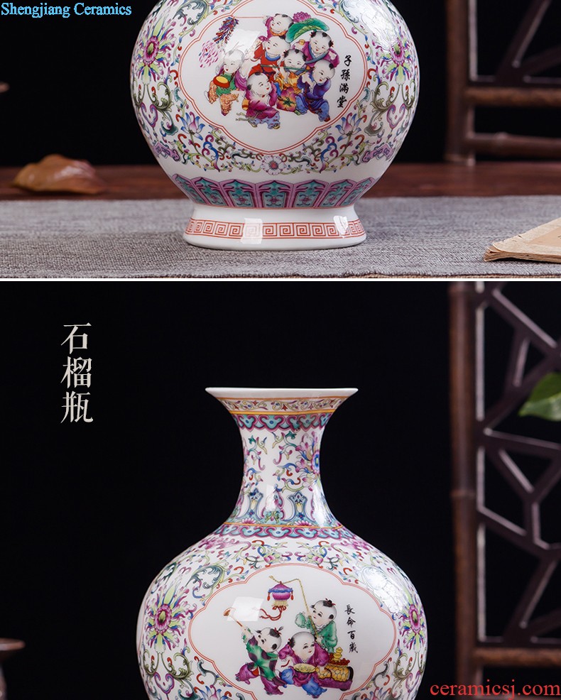 JingLongXuan jingdezhen ceramics Colored enamel vase Modern household adornment handicraft furnishing articles in the living room