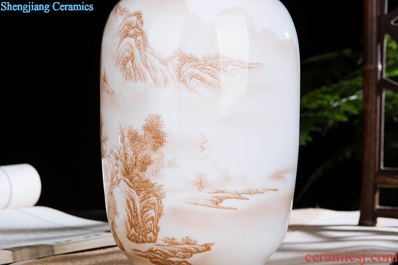 Jingdezhen ceramics vase China red peach gourd home sitting room adornment feng shui is festival furnishing articles