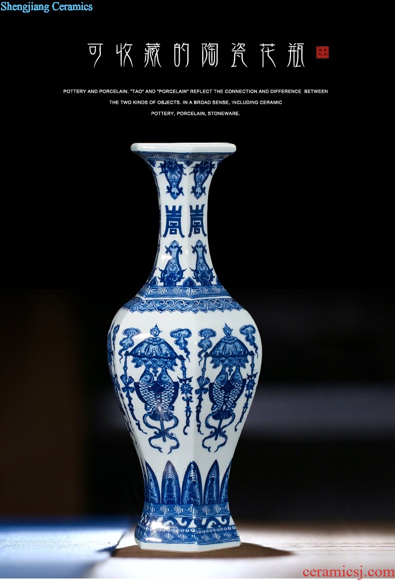 Jingdezhen ceramics vase antique blue-and-white large flower arranging new porch sitting room of Chinese style household act the role ofing is tasted furnishing articles