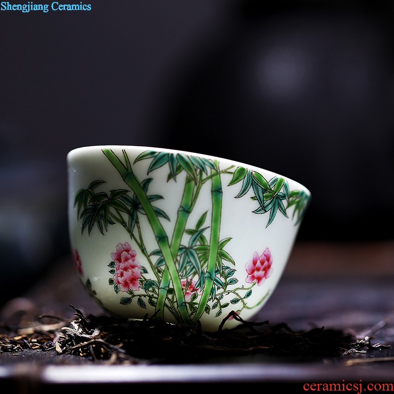 Jingdezhen ceramic sample tea cup tea kungfu tea cup archaize color in color cylinder cup chicken fights the small cup