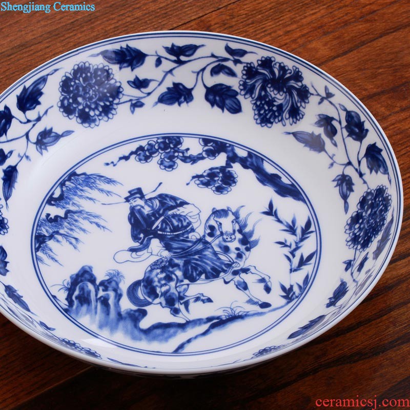 Blue and white porcelain rice dish plate bone porcelain plate nine domain jingdezhen bone plate Chinese soup plate plate 8 inches