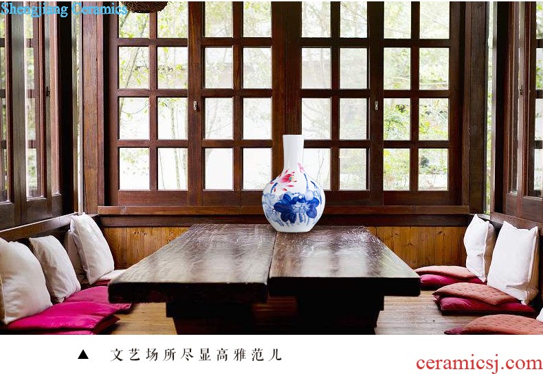 Contracted and contemporary jingdezhen ceramics vase carve shadow green rich ancient frame wine sitting room adornment home furnishing articles