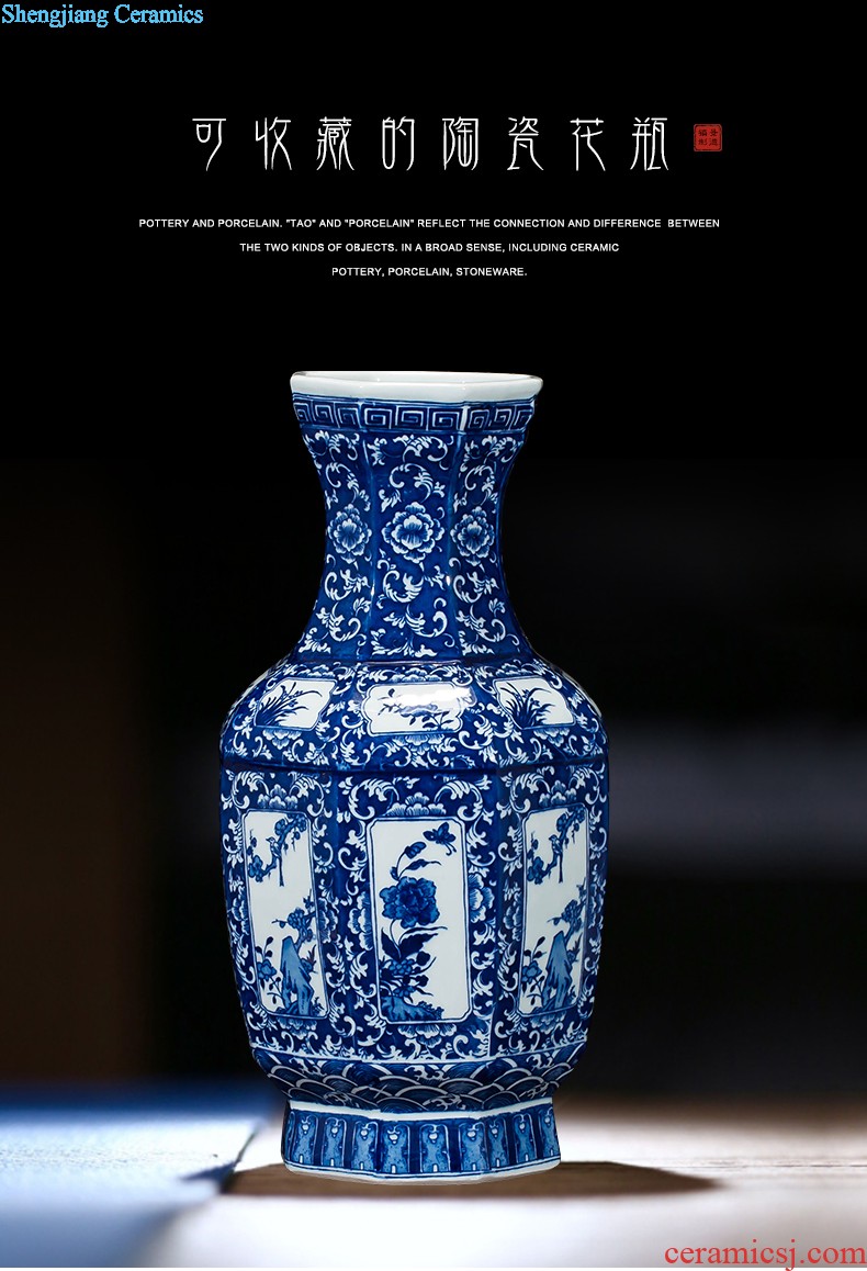 Jingdezhen ceramics vase antique blue-and-white large flower arranging new porch sitting room of Chinese style household act the role ofing is tasted furnishing articles