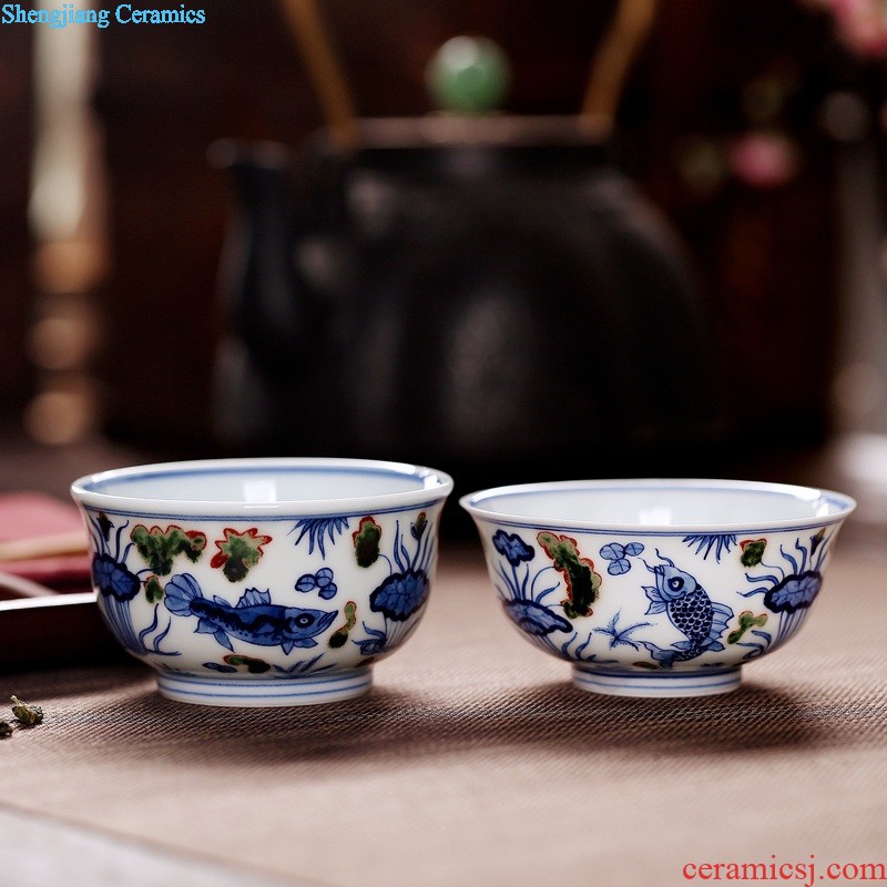 Jingdezhen with jinyuan blue and white porcelain tableware suit antique bound phnom penh branch lotus crockery bowl bottom suits