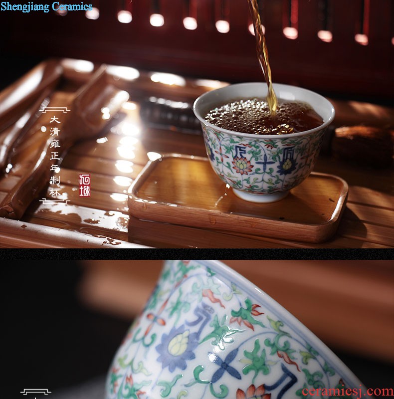 Jingdezhen nine domain hongyun landscape in the bell cup blue agate red tea cup sample tea cup personal kung fu cup