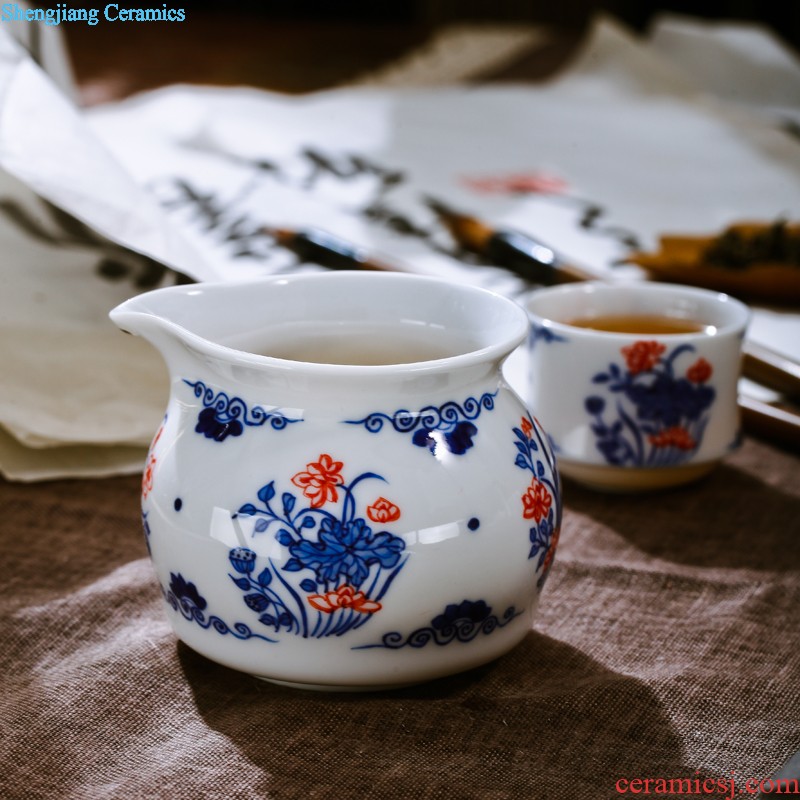 Blue and white youligong jingdezhen ceramic nine domain 8 head tea set Hand-painted under glaze teacup of a complete set of the teapot