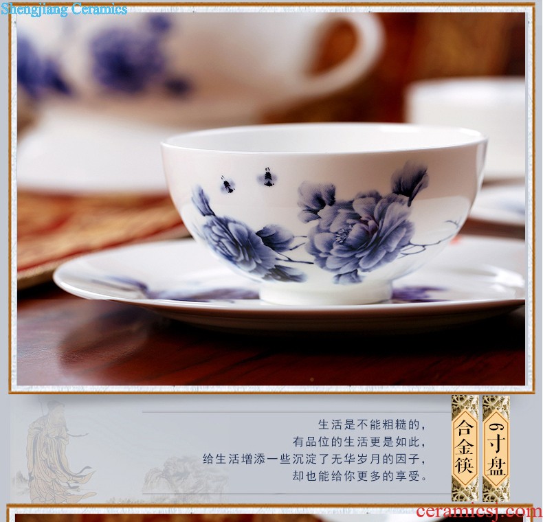 European blue and white porcelain of jingdezhen ceramic nine domain 56 skull porcelain tableware suit Glair dishes consolidation