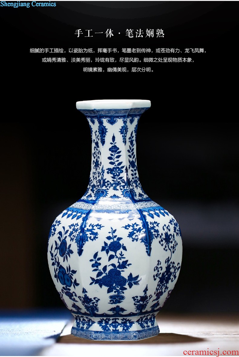 Antique porcelain sitting room Jingdezhen blue and white porcelain Archaize ceramic vase Viewing place vase vase planting