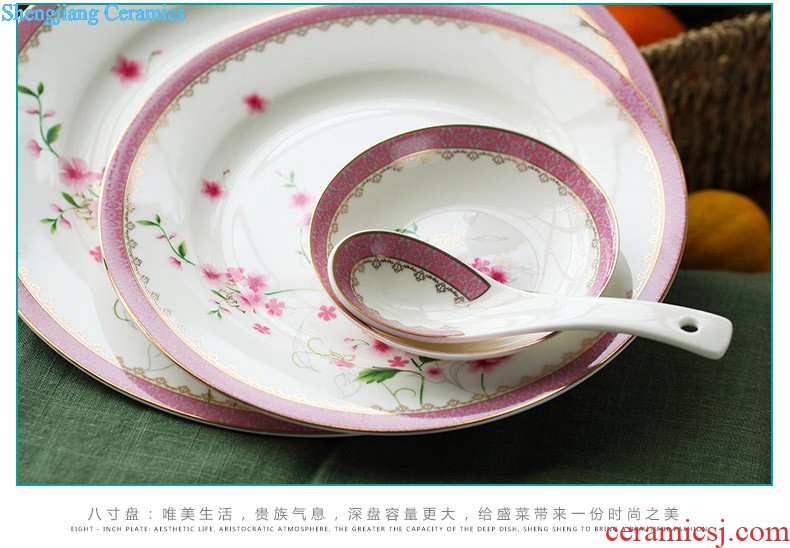 Jingdezhen 56 head Korean high-grade bone China tableware suit dish basin court to talk on ceramics