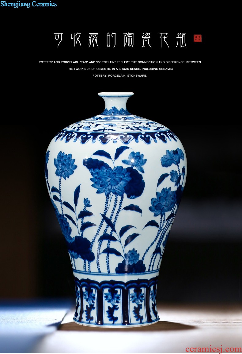 Jingdezhen ceramics vase antique blue-and-white large flower arranging new porch sitting room of Chinese style household act the role ofing is tasted furnishing articles