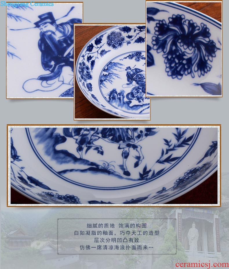 Blue and white porcelain rice dish plate bone porcelain plate nine domain jingdezhen bone plate Chinese soup plate plate 8 inches