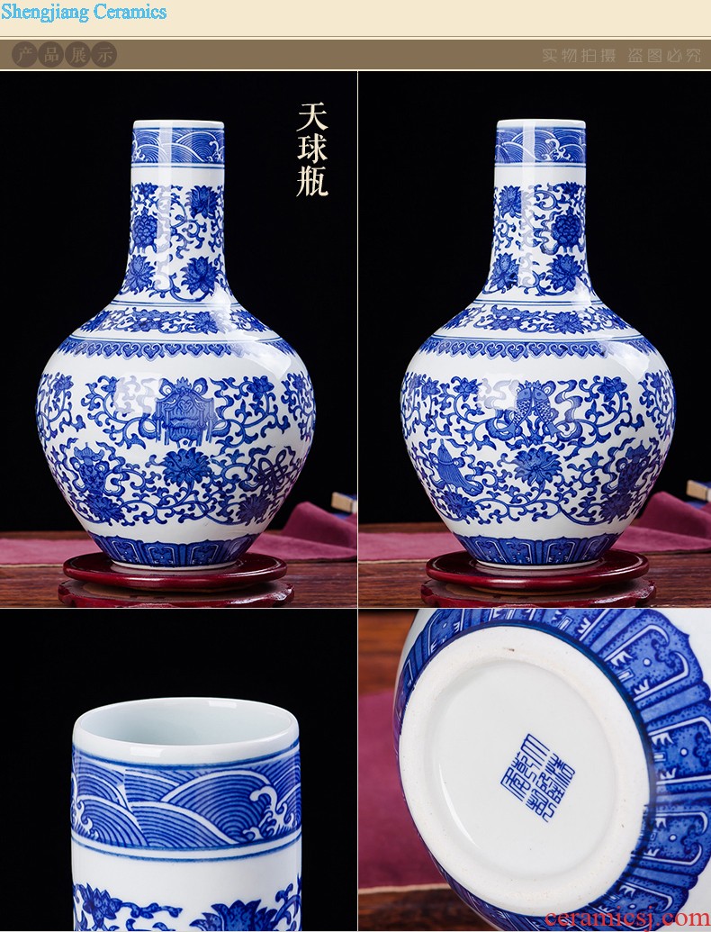 Jingdezhen chinaware lotus of blue and white porcelain vase decoration modern household act the role ofing is tasted crafts ambry furnishing articles