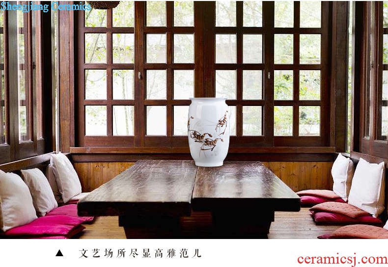 Jingdezhen ceramics hand-painted shrimp boring vase wine porch home decoration sitting room TV ark furnishing articles