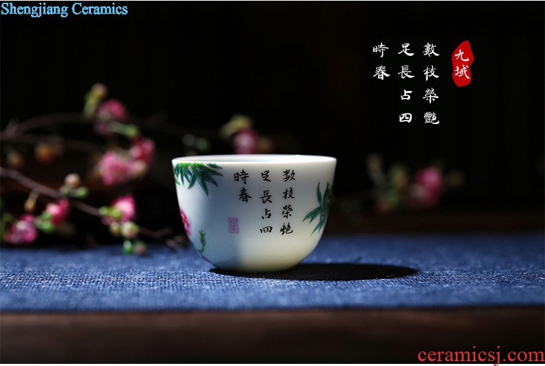 Jingdezhen ceramic sample tea cup tea kungfu tea cup archaize color in color cylinder cup chicken fights the small cup