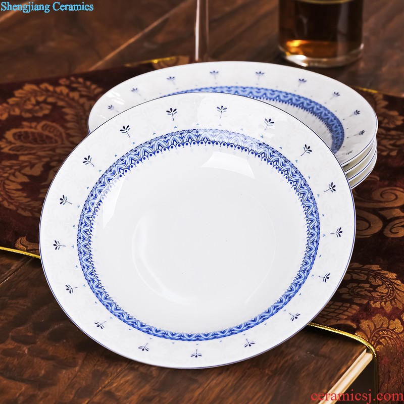 Bone China tableware suit nine domain jingdezhen 38 head relief of phnom penh high-class european-style dishes dish porcelain outfit