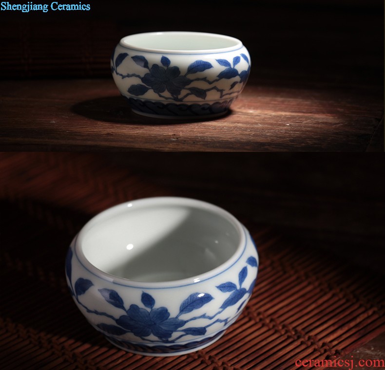 Blue and white dragon water lines Jingdezhen antique hand draw personal sample tea cup ceramic tea set kung fu tea cups