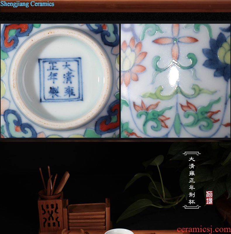 Jingdezhen nine domain hongyun landscape in the bell cup blue agate red tea cup sample tea cup personal kung fu cup