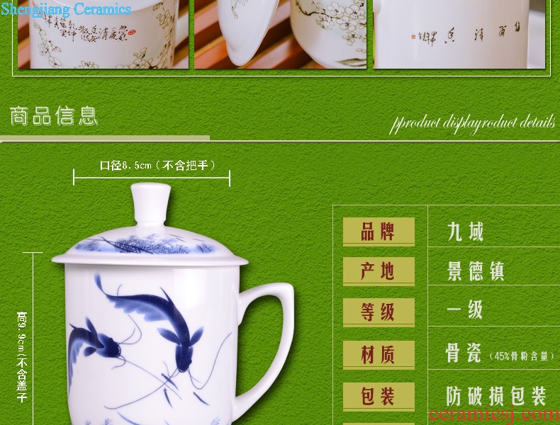 Jingdezhen yuan blue and white porcelain tableware suit antique bound branch lotus crockery bowl bottom suit