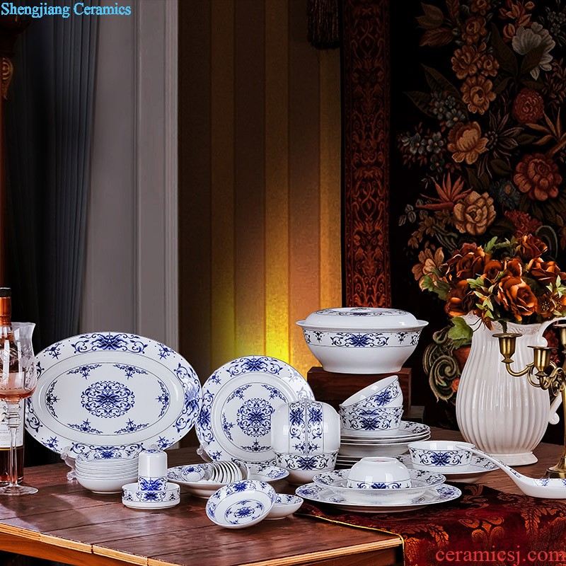 Sun island jingdezhen 56 head of household ceramics tableware suit nine domain Ou bone porcelain set of dishes