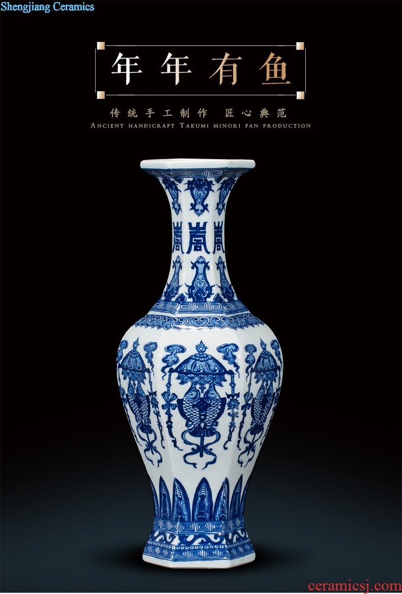 Jingdezhen ceramics vase antique blue-and-white large flower arranging new porch sitting room of Chinese style household act the role ofing is tasted furnishing articles