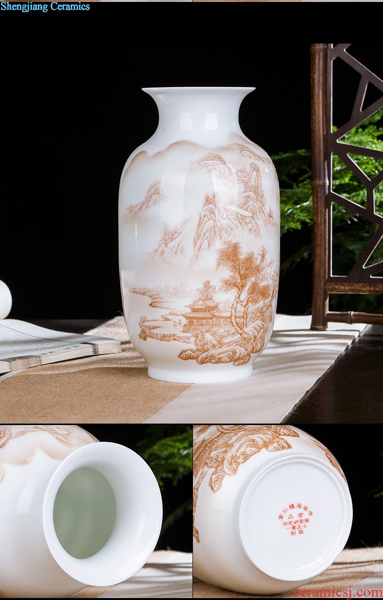 Jingdezhen ceramics vase China red peach gourd home sitting room adornment feng shui is festival furnishing articles