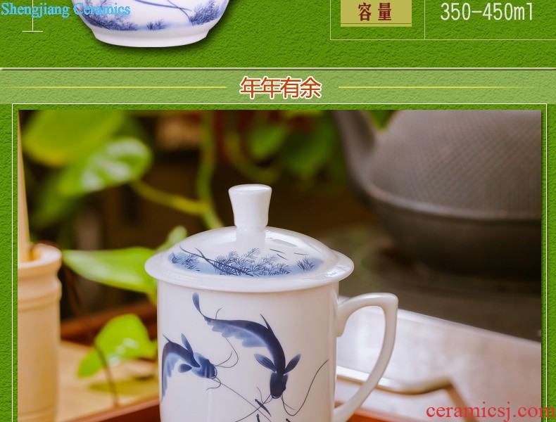 Jingdezhen yuan blue and white porcelain tableware suit antique bound branch lotus crockery bowl bottom suit