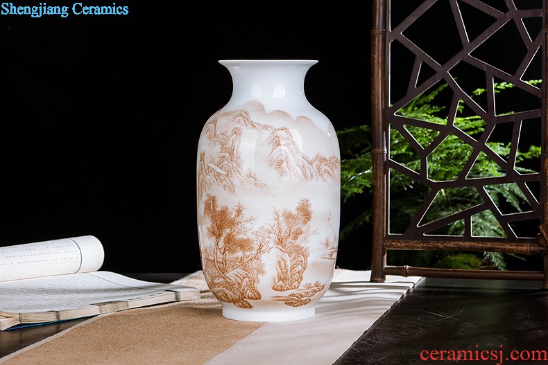 Jingdezhen ceramics vase China red peach gourd home sitting room adornment feng shui is festival furnishing articles