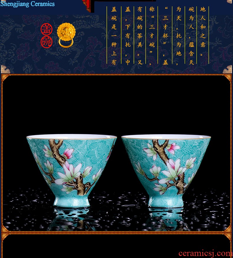 Jingdezhen ceramics only three tureen teacups hand-painted large blue and white porcelain bowl with white porcelain tea bowl of kung fu tea set