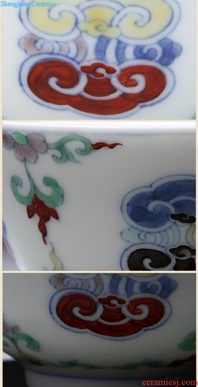 Jingdezhen ceramic nine domain color antique hand-painted porcelain dou qing qianlong sum hen bowl bowl of chicken with cylinder cup