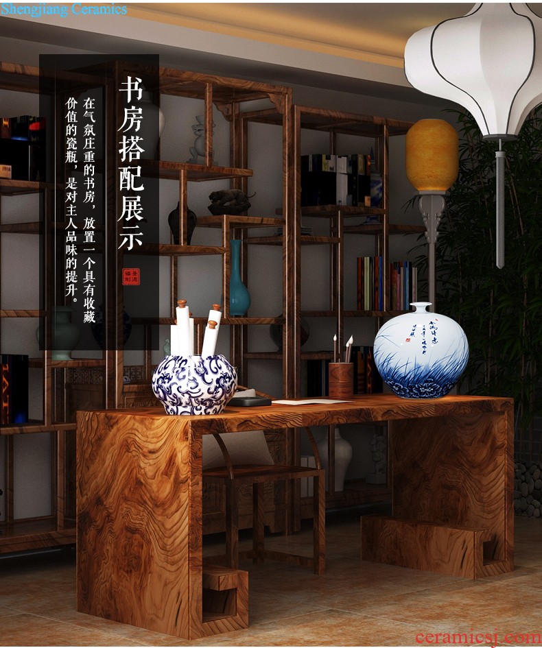 Jingdezhen ceramics large vases, rich yellow peony gourd home sitting room adornment hotel furnishing articles