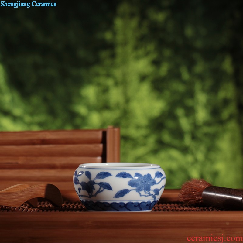 Blue and white dragon water lines Jingdezhen antique hand draw personal sample tea cup ceramic tea set kung fu tea cups