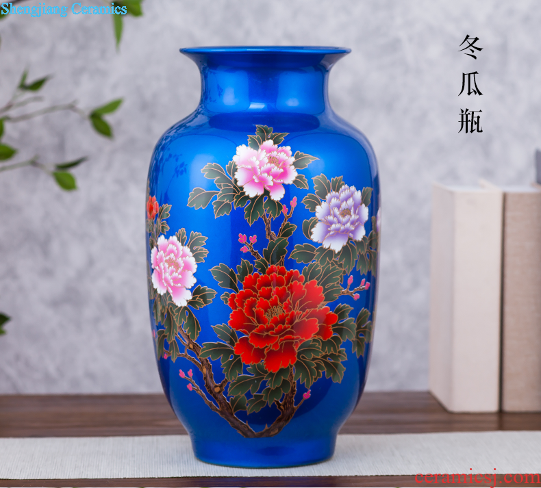 Archaize of jingdezhen ceramics kiln open yellow vase modern classical household adornment handicraft furnishing articles