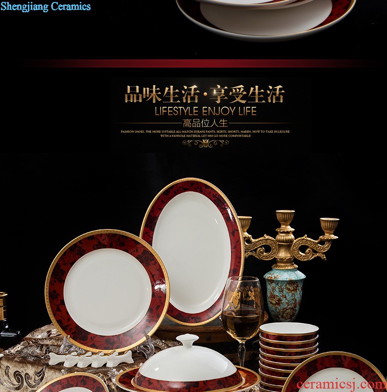 Home dishes suit High-grade bone China tableware jingdezhen ceramic bowl chopsticks nine domain suit European dishes porcelain