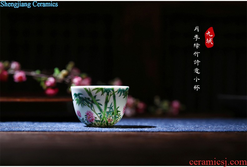 Jingdezhen ceramic sample tea cup tea kungfu tea cup archaize color in color cylinder cup chicken fights the small cup