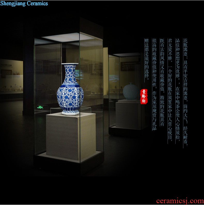 Jingdezhen ceramics vase antique blue-and-white large flower arranging new porch sitting room of Chinese style household act the role ofing is tasted furnishing articles