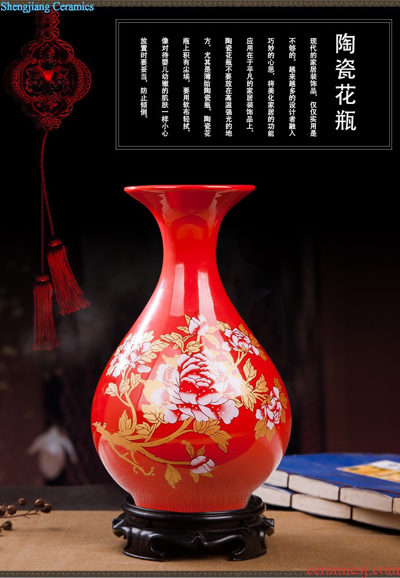 Jingdezhen ceramics lucky Chinese red porcelain vase and furnishing articles sitting room ark handicraft decorative household items