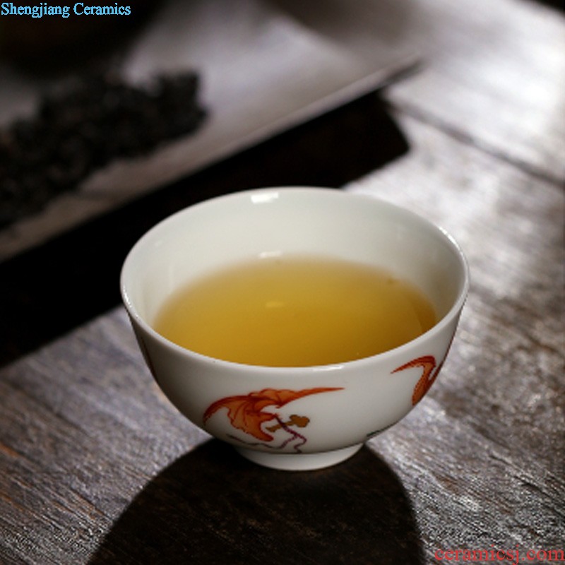 Blue and white youligong hand-painted flowers all around square cup of jingdezhen ceramic kung fu tea tea service master cup by hand