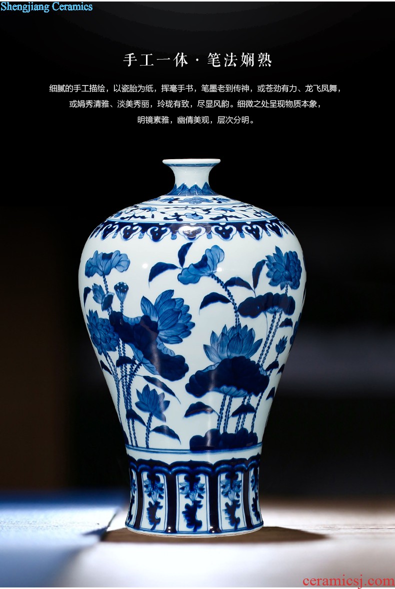 Jingdezhen ceramics vase antique blue-and-white large flower arranging new porch sitting room of Chinese style household act the role ofing is tasted furnishing articles