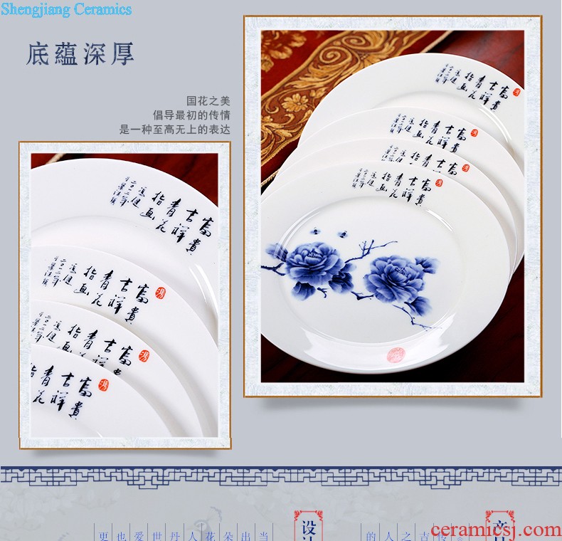 European blue and white porcelain of jingdezhen ceramic nine domain 56 skull porcelain tableware suit Glair dishes consolidation