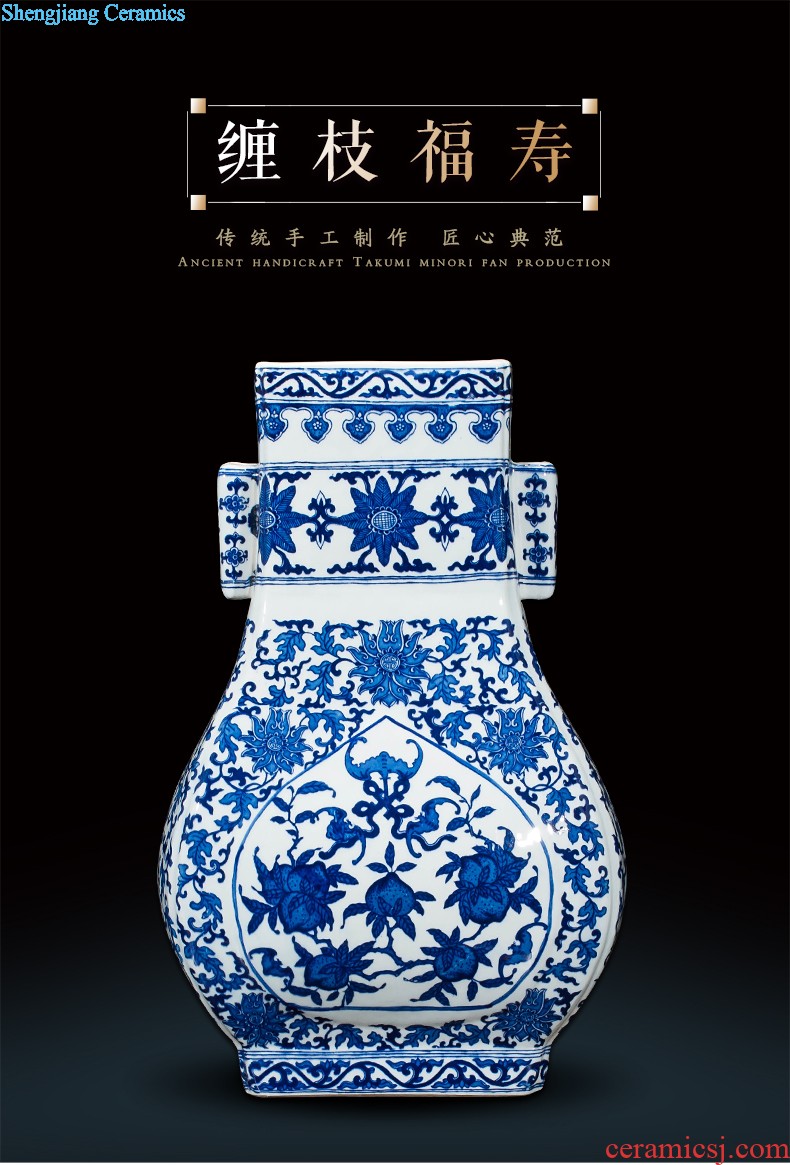 Jingdezhen ceramics vase antique blue-and-white large flower arranging new porch sitting room of Chinese style household act the role ofing is tasted furnishing articles