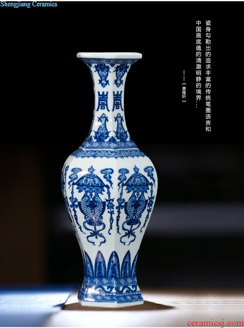 Jingdezhen ceramics vase antique blue-and-white large flower arranging new porch sitting room of Chinese style household act the role ofing is tasted furnishing articles