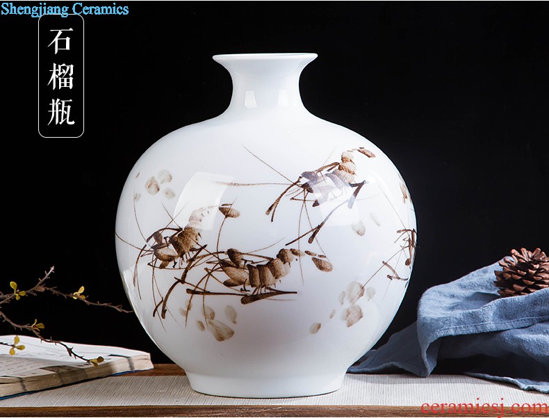 Jingdezhen ceramics hand-painted shrimp boring vase wine porch home decoration sitting room TV ark furnishing articles