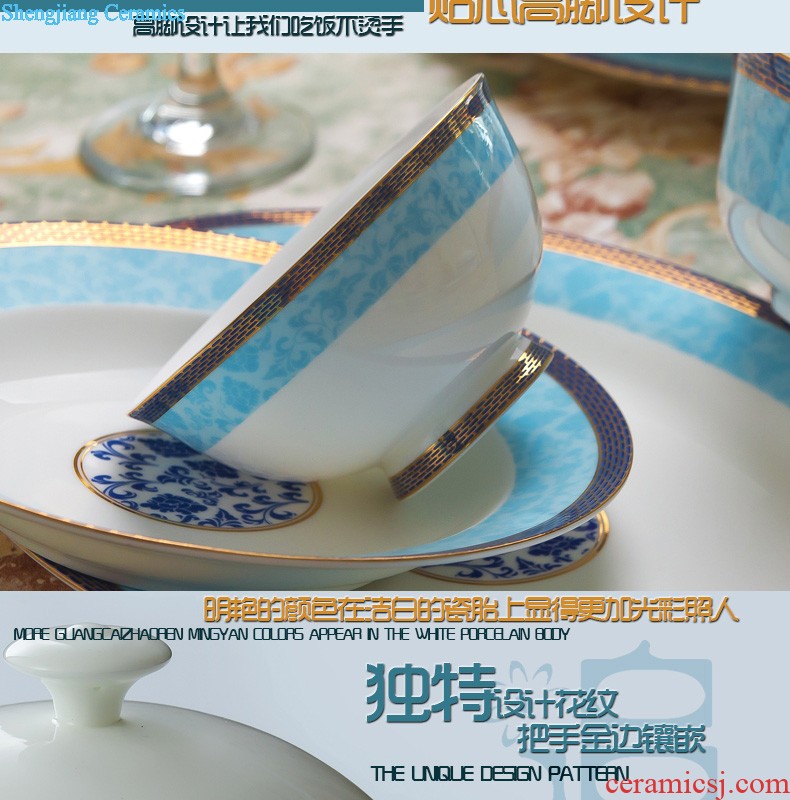 Home dishes suit High-grade bone China tableware jingdezhen ceramic bowl chopsticks nine domain suit European dishes porcelain